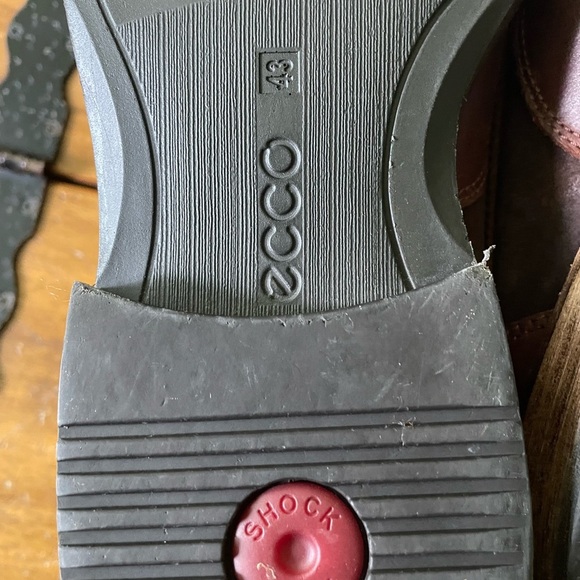 Ecco Oxford 43 US 10 Dress Casual Shoes Brown Suede Leather Brouge Wingtip - Picture 6 of 7